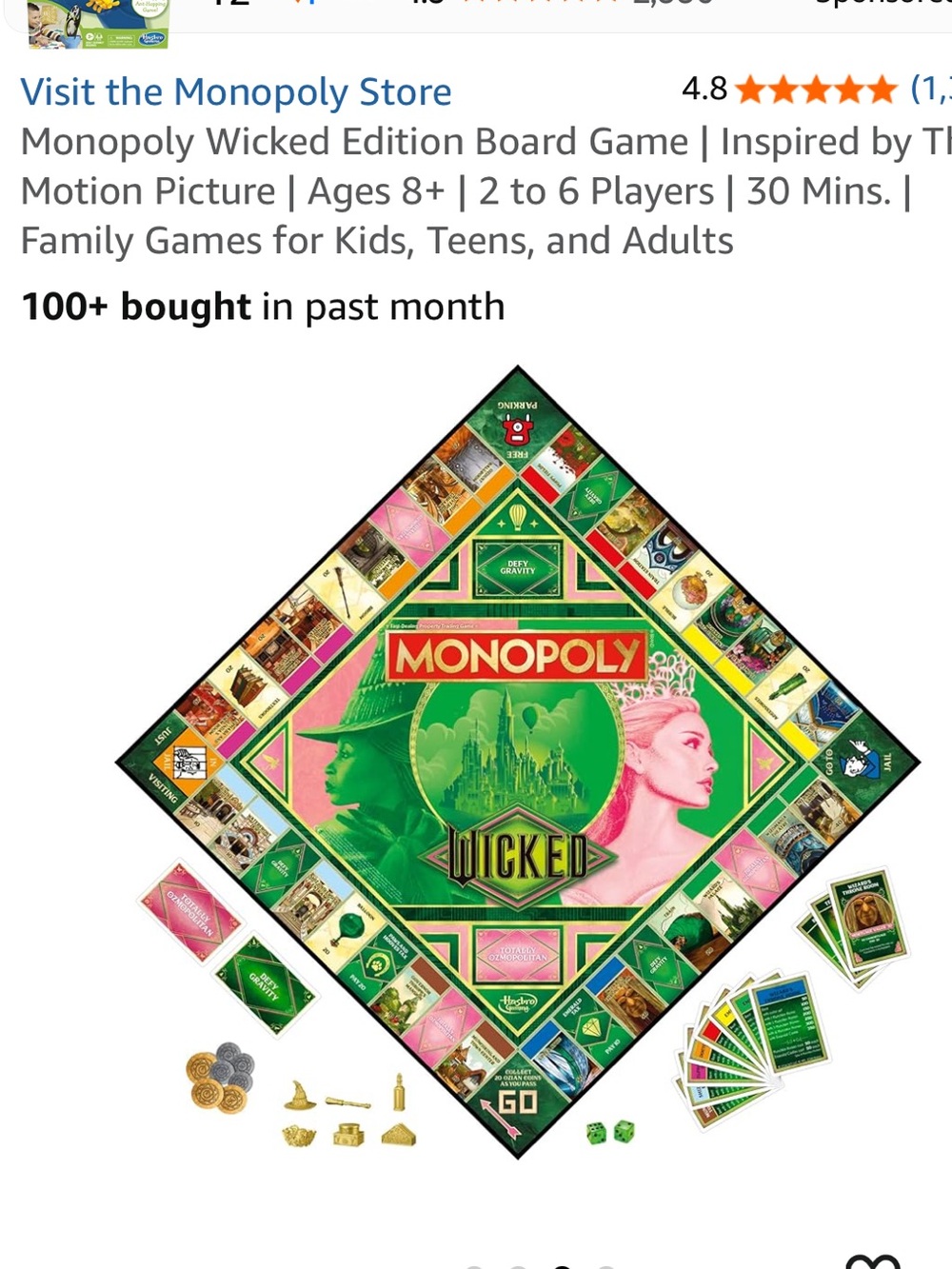 New Monopoly Wicked Edition Board Game | Inspired by The Motion Picture - Picture 4 of 4